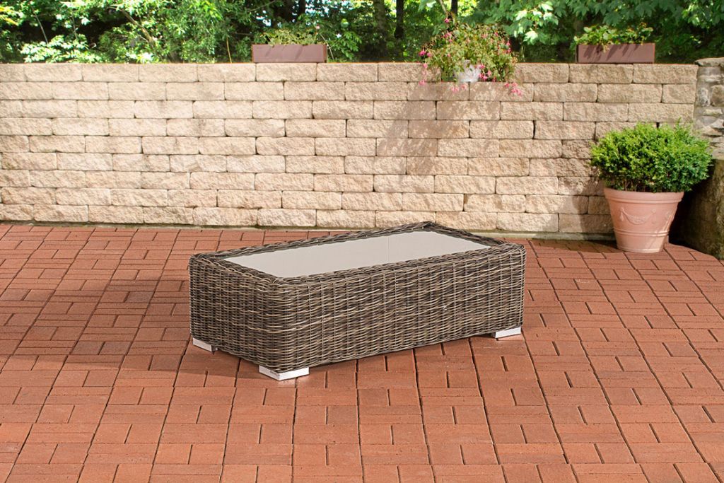 TPFGarden Gartentisch Maden 5mm Polyrattan grau-meliert