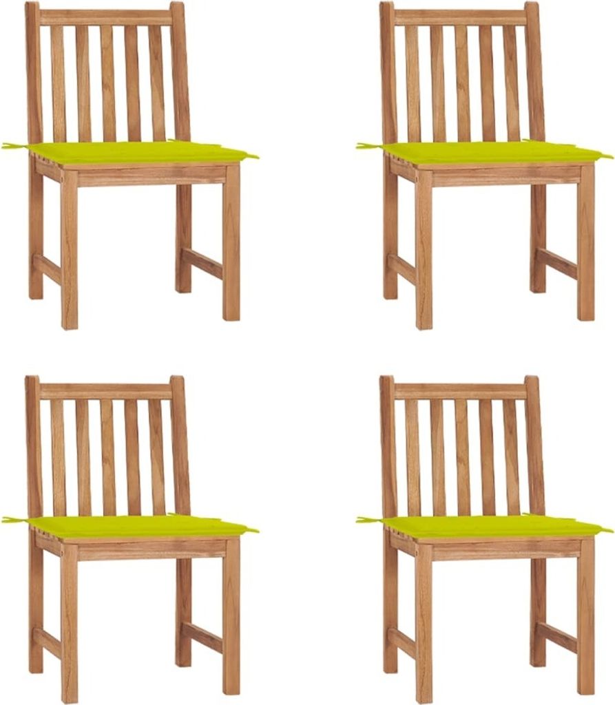 The Living Store Gartenstühle 4 Stk. mit Kissen Massivholz Teak