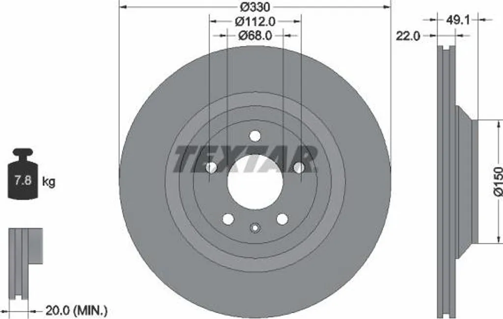 Disque de frein arrière Textar 92132603 pour Audi A6 4F - OE 4F0615601D