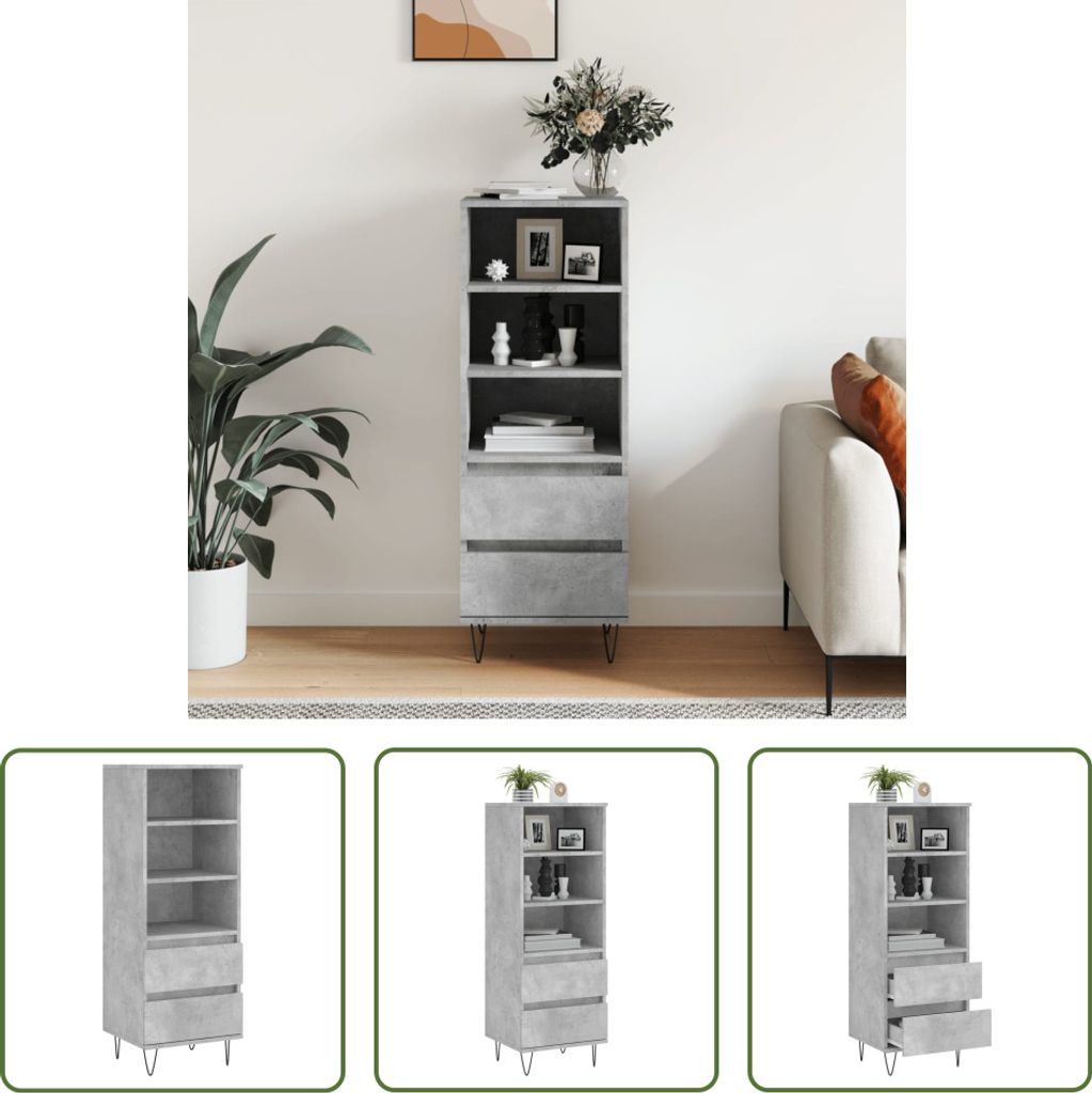 The Living Store Highboard Betongrau 40x36x110 cm Produktbild 