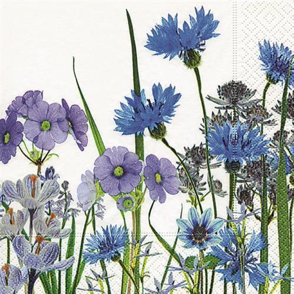 20 Servietten Blue Meadow - Blaue Blumenwiese 33x33cm Produktbild 