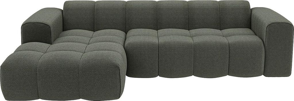 Ecksofa links - Chenille-Stoff - Grün - CALESO von Maison Céphy