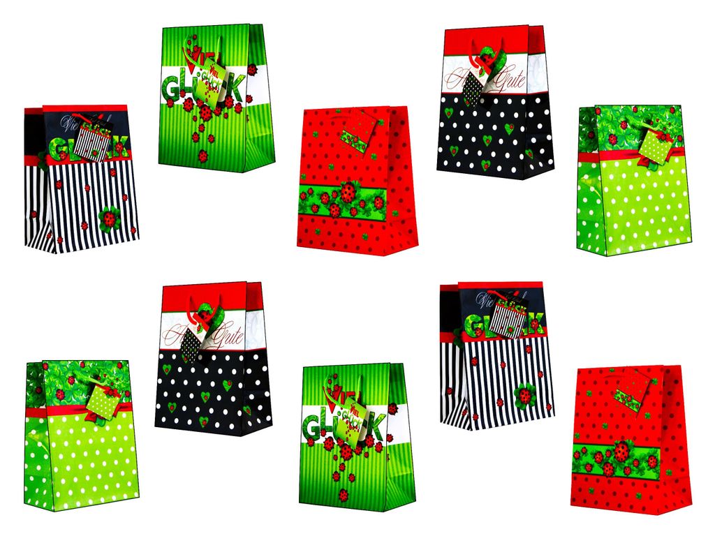 Geburtstag Geschenktaschen 10er Set Geschenktüten Glück Birthday Medium 23 cm x 18 cm x 10 cm