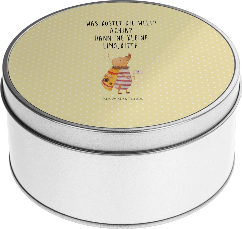 Mr. & Mrs. Panda Kaffeedose Nachtfalter Fähnchen - Gelb Pastell - Geschenk, Spruch Witzig, Vorratsdosen, keksdosen, Gute Laune, Aufbewahrungsbehä...