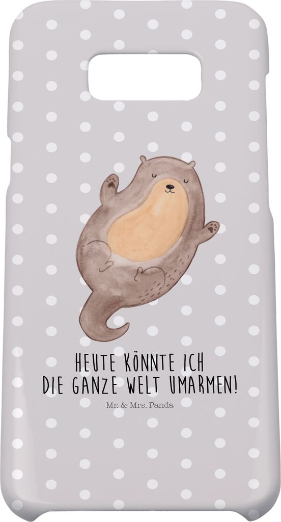 Mr. & Mrs. Panda Samsung Galaxy S8 plus Handyhülle Otter Umarmen - Grau Pastell - Geschenk, Hülle, Hallo, Optimistisch, Cover, glücklich, gut Ge...