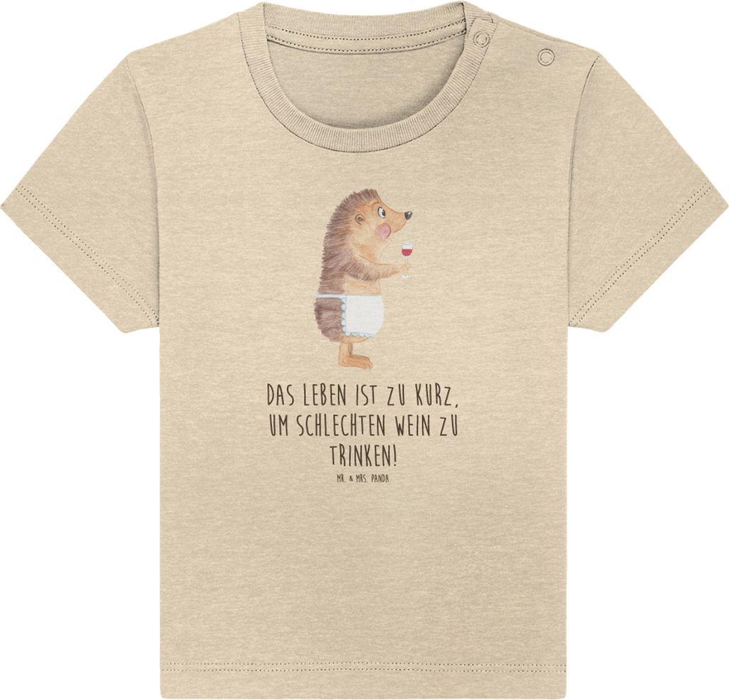 Mr. & Mrs. Panda Babyshirt Igel Wein 0. - 6. Monat - Natural Raw - Geschenk, Weinglas, Kleinkind T-Shirt, Baby Kurzarmshirt, Rotwein, Lustige Sprü...