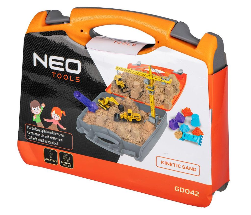 NEO TOOLS Stavebná hračka s kinetickým pieskom v kufríku, Obrázok produktu 