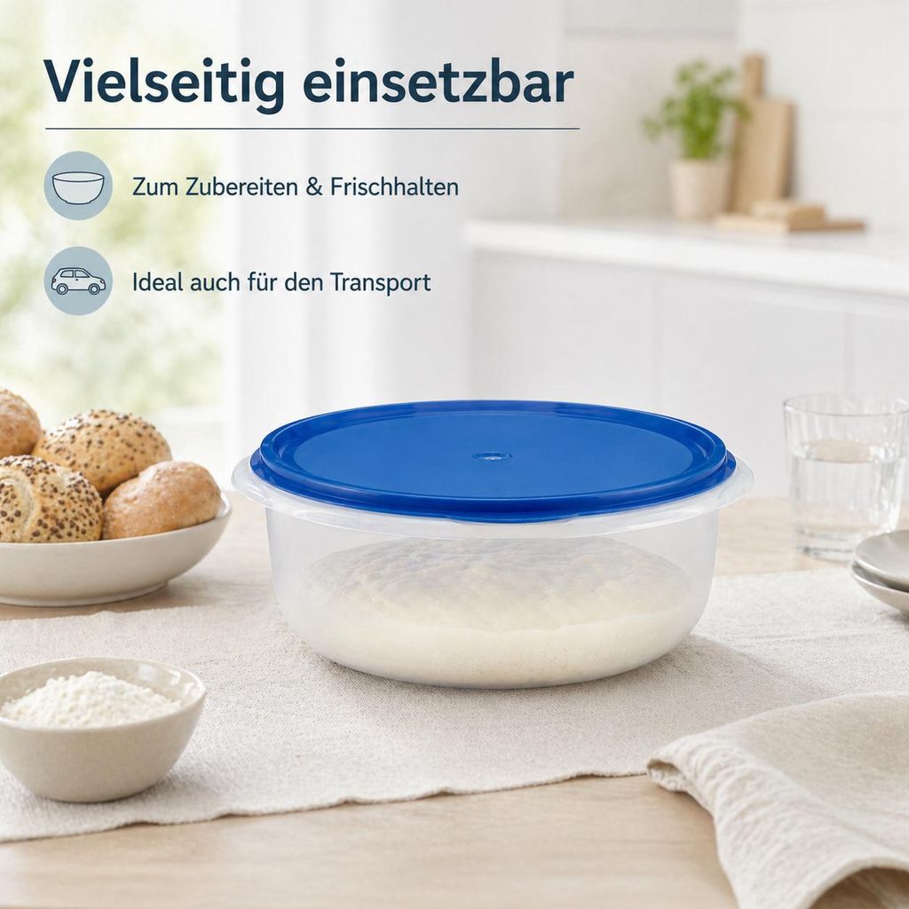 Hefeteigschüssel transparent / blau – 4er Vorteilset