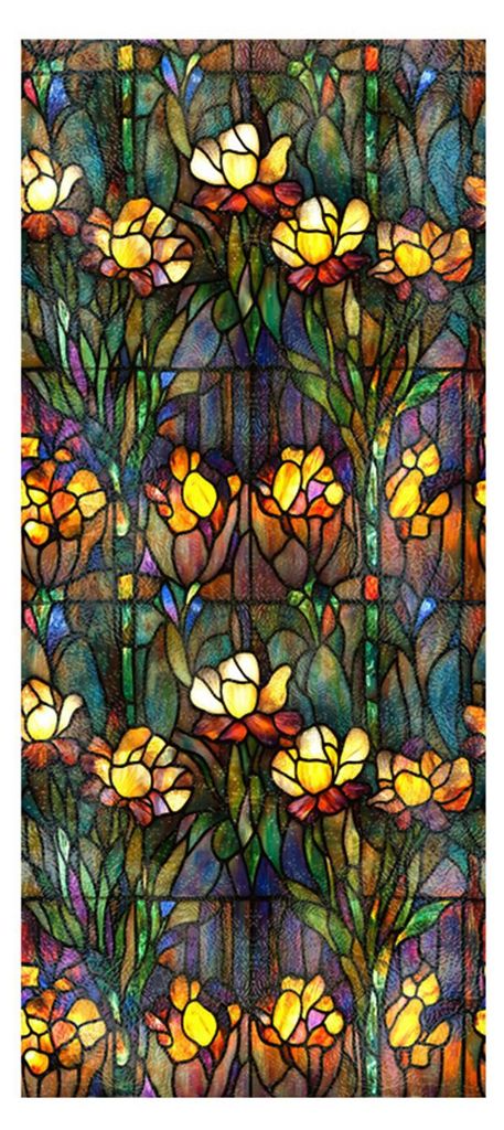 Sichtschutzfolie, statisch haftend, Buntglasoptik, abnehmbare PVC-Dekorfolie für Fenster in Küche, Wohnzimmer und Schlafzimmer