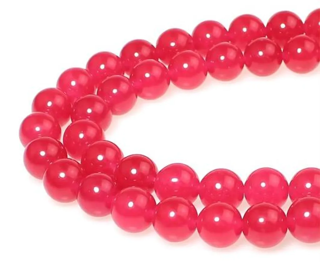 Pierres de jade rose de 10 mm - 35 perles minérales à l'éclat satiné