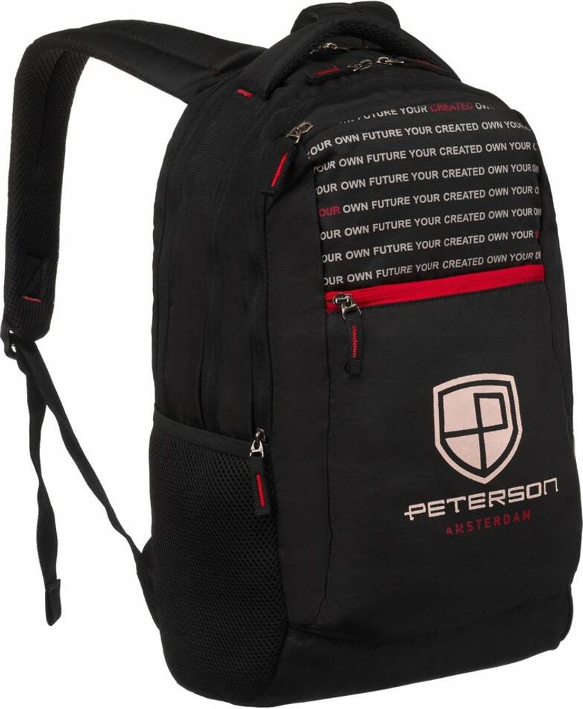 Peterson | Sportlicher, geräumiger Polyester-Rucksack, Schwarz, 32x50 cm