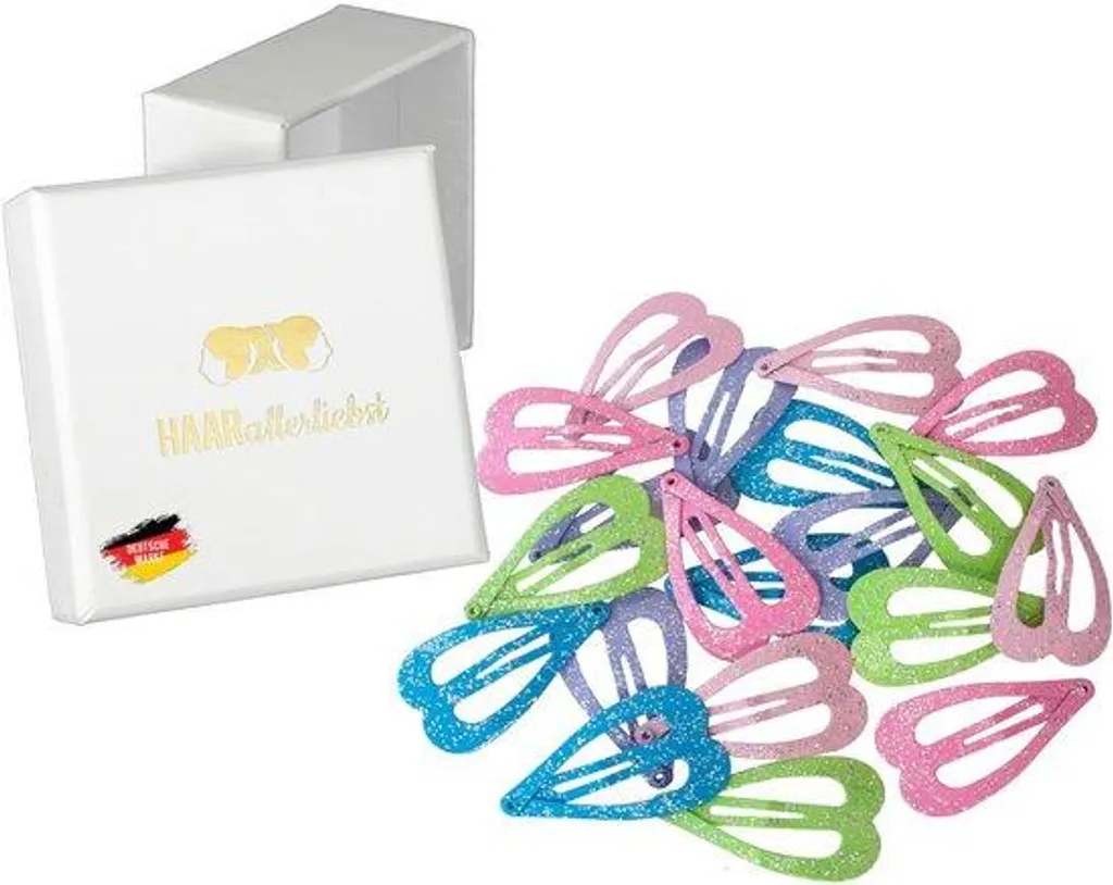 Lot de 20 Pinces à Cheveux pour Filles : Barrettes Cœur Pastel et Boîte
