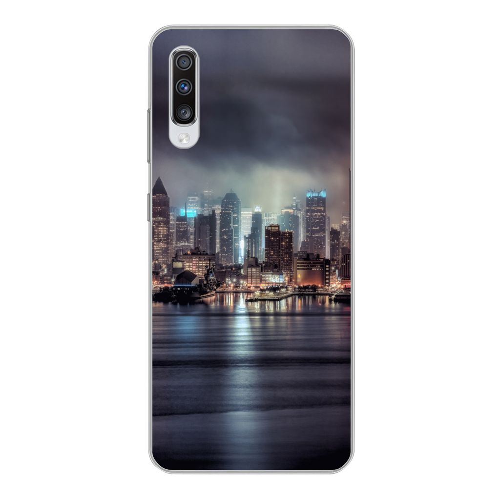 MuchoWow Handyhülle Schutzhülle Hülle für Samsung Galaxy A70 New York - Amerika - Skyline Silikon Softcase Handy Hülle - Schutzhaube
