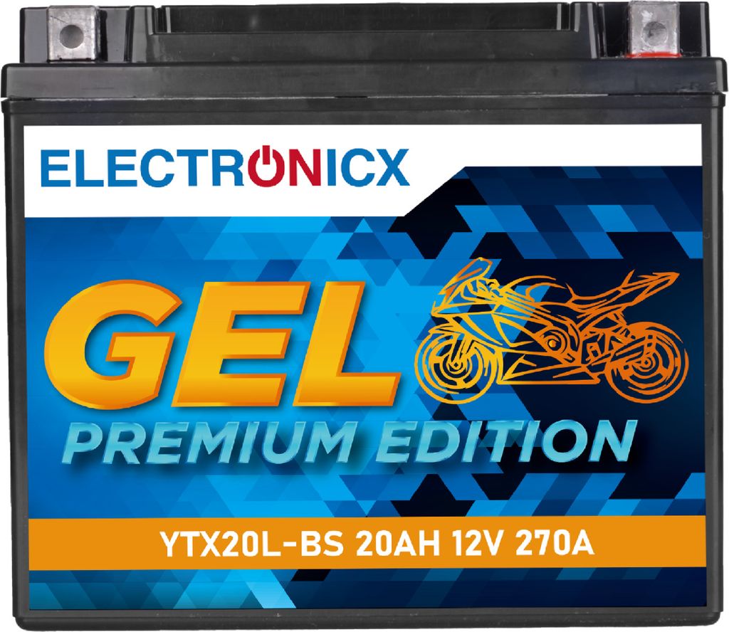 Electronicx YTX20L-BS GEL Motorradbatterie 12V 20Ah – Hochleistungsbatterie für Motorrad & Roller