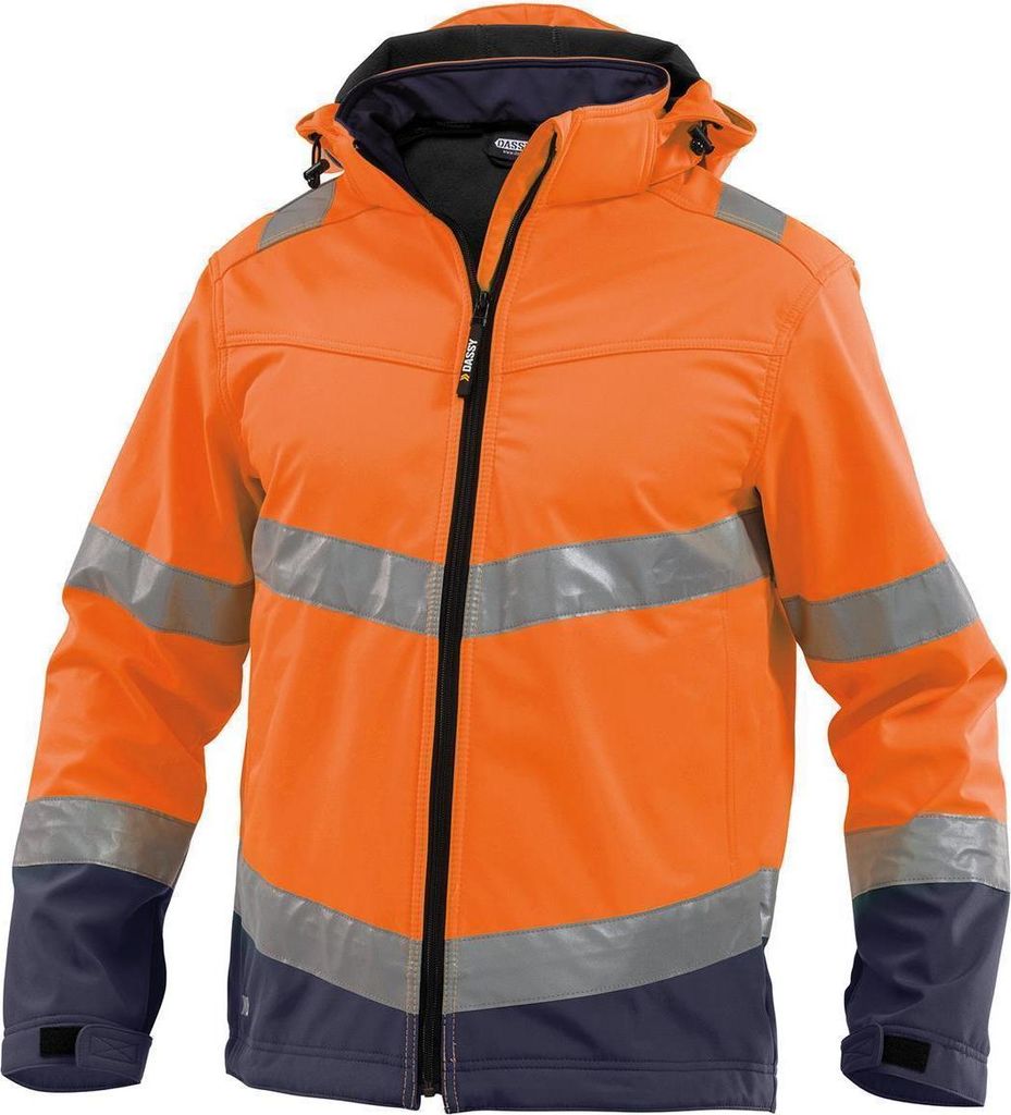 Dassy Warnschutz Softshelljacke Malaga 300329 Gr. XS neonorange/dunkelblau