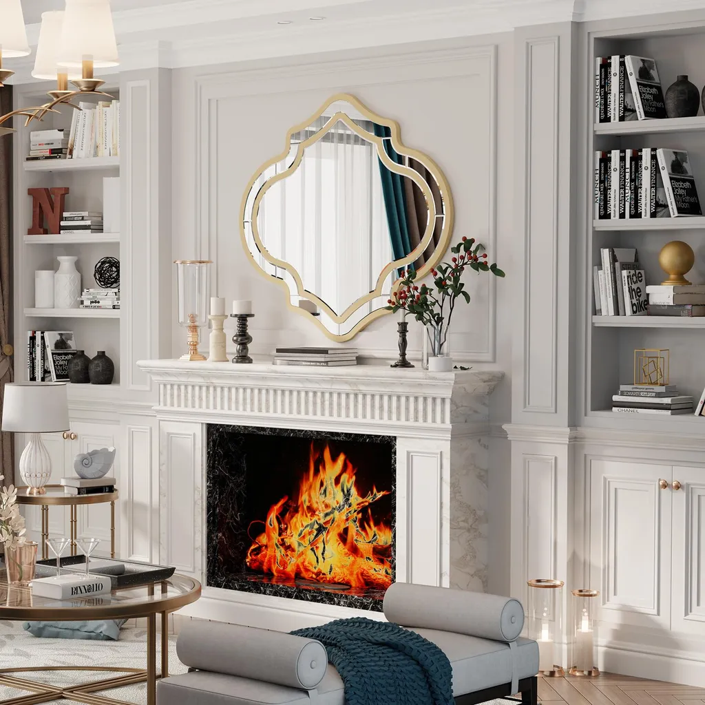 Miroir mural en verre taillé avec finition or élégante - Format 80cm - 3