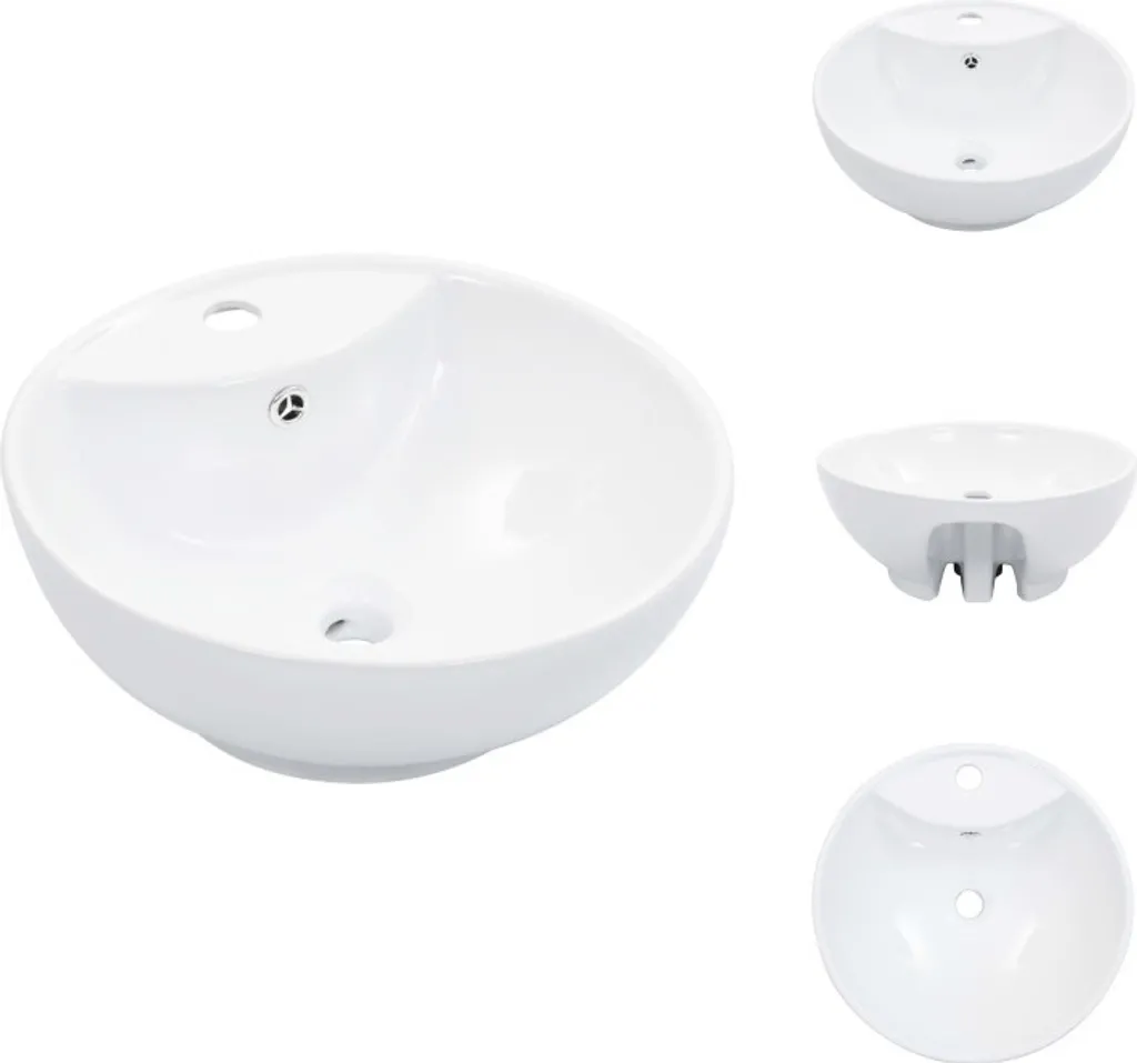 Lavabo rotondo vidaXL con troppopieno 46,5 cm | Ceramica di Qualità