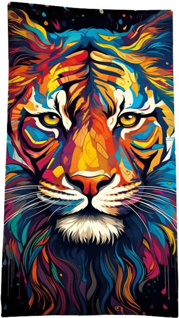 FEBE Strandtuch XXL 100x180 cm Löwe Badetuch Groß 100% Mikrofaser Handtuch Stranddecke Sommer-Handtüch