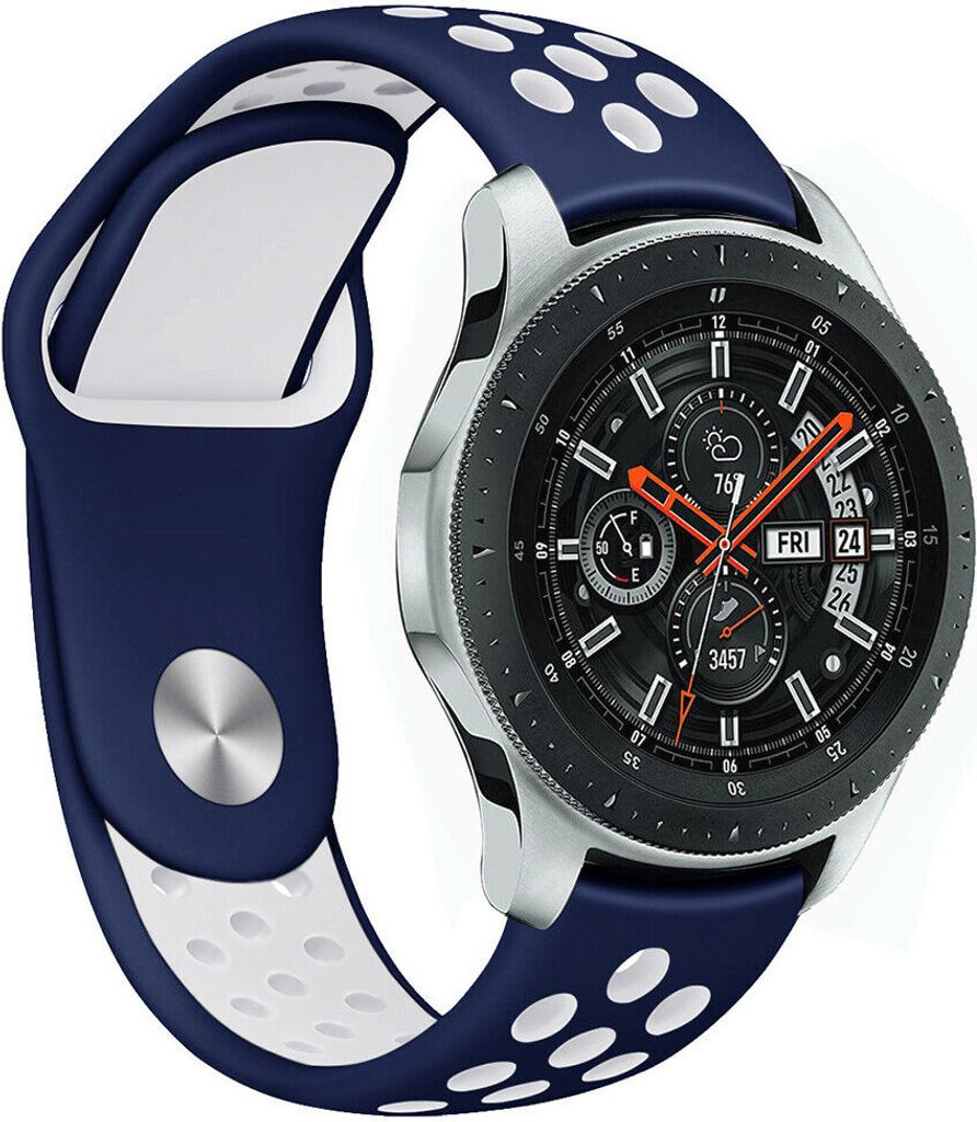 Strap-it Samsung Galaxy Watch 46mm Sportarmband (Blau / Weiß)