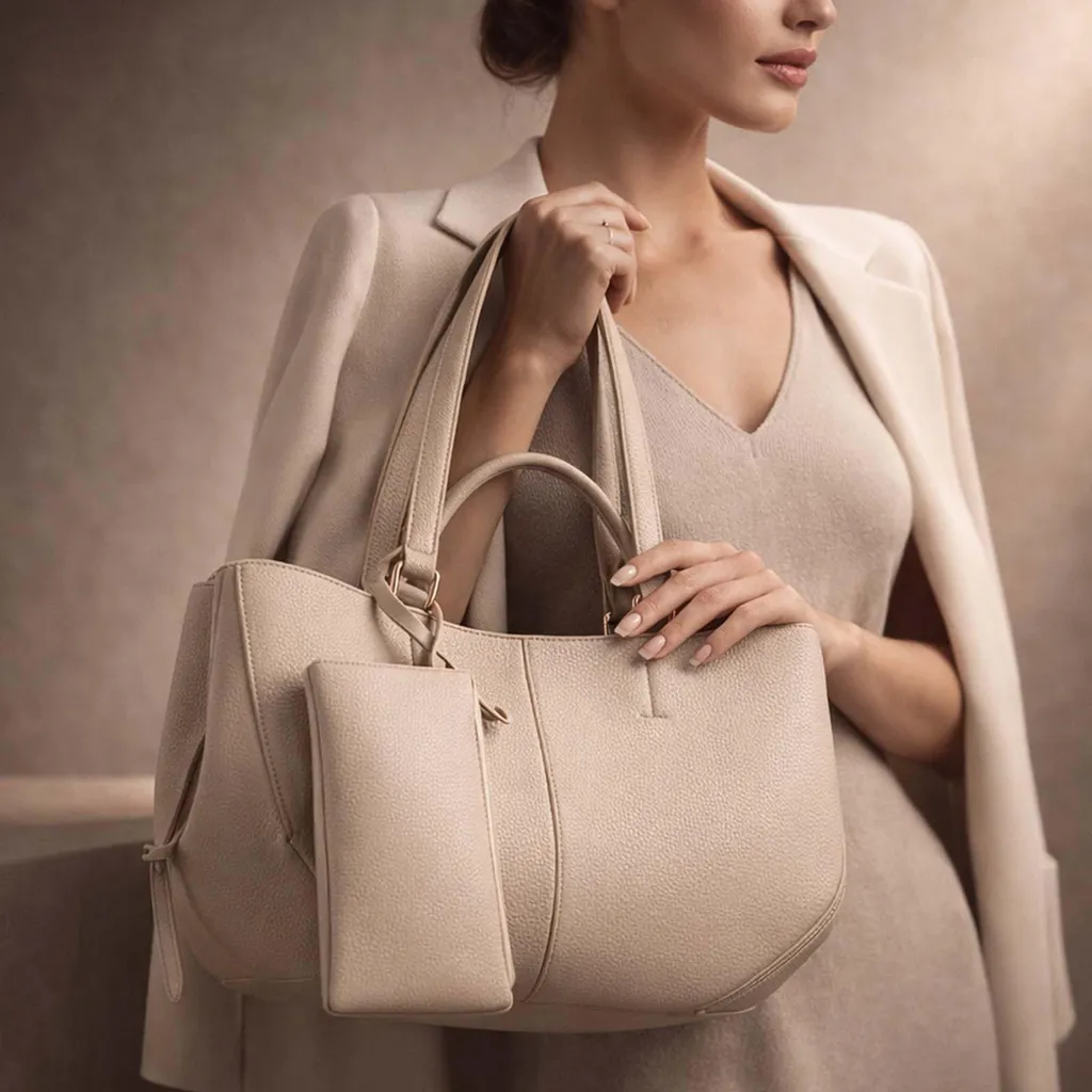 Sac à main beige Gallantry ordonné avec sa pochette fermée