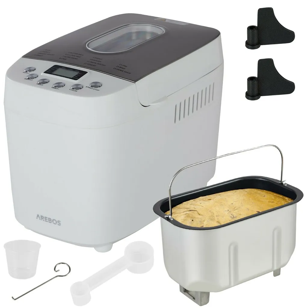 mit 15 Küchenartikel & Haushaltsartikel Küchengeräte Brotbackautomaten AREBOS Brotbackautomat 1500g 850 W 