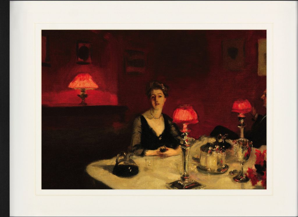 John Singer Sargent Gerahmtes Bild Mit Edlem Passepartout | Wand-Bilder | Im Bilderrahmen - Le Verre De Porto, A Dinner Table At Night, 1884 (60 x ...