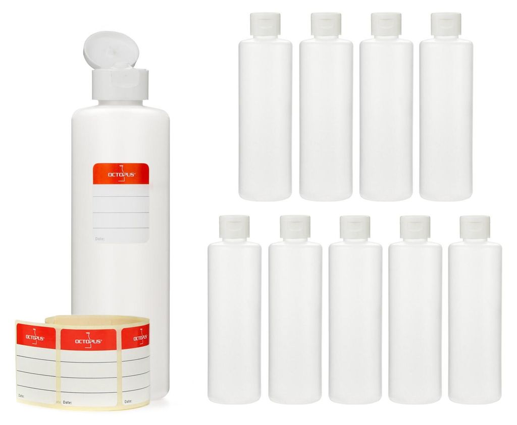 10 plastových fliaš 250 ml okrúhleho tvaru z HDPE, prírodná Obrázok produktu 