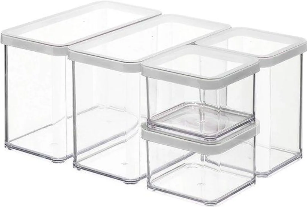 Lot de 5 boîtes en plastique transparent sans BPA pour cuisine 1,2L