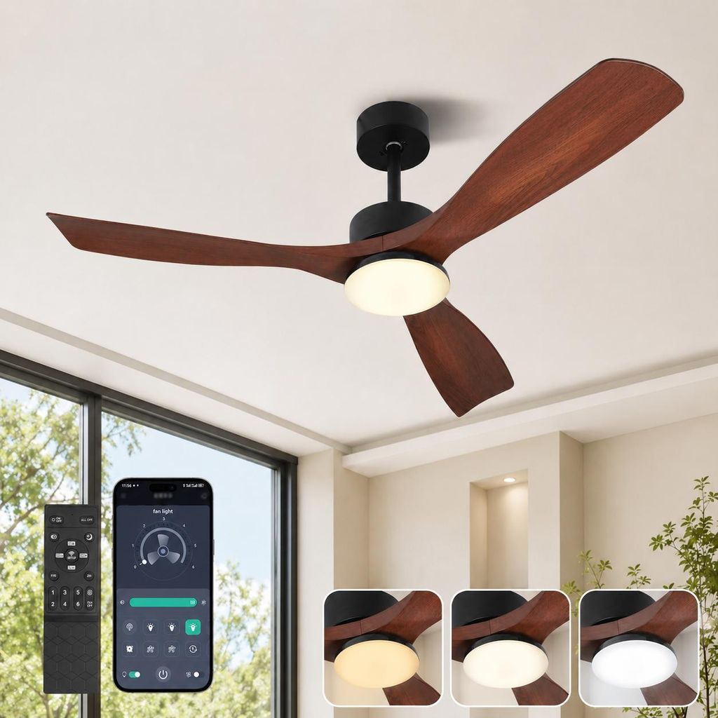 132 cm Deckenventilator mit Beleuchtung und Fernbedienung, Produktbild 