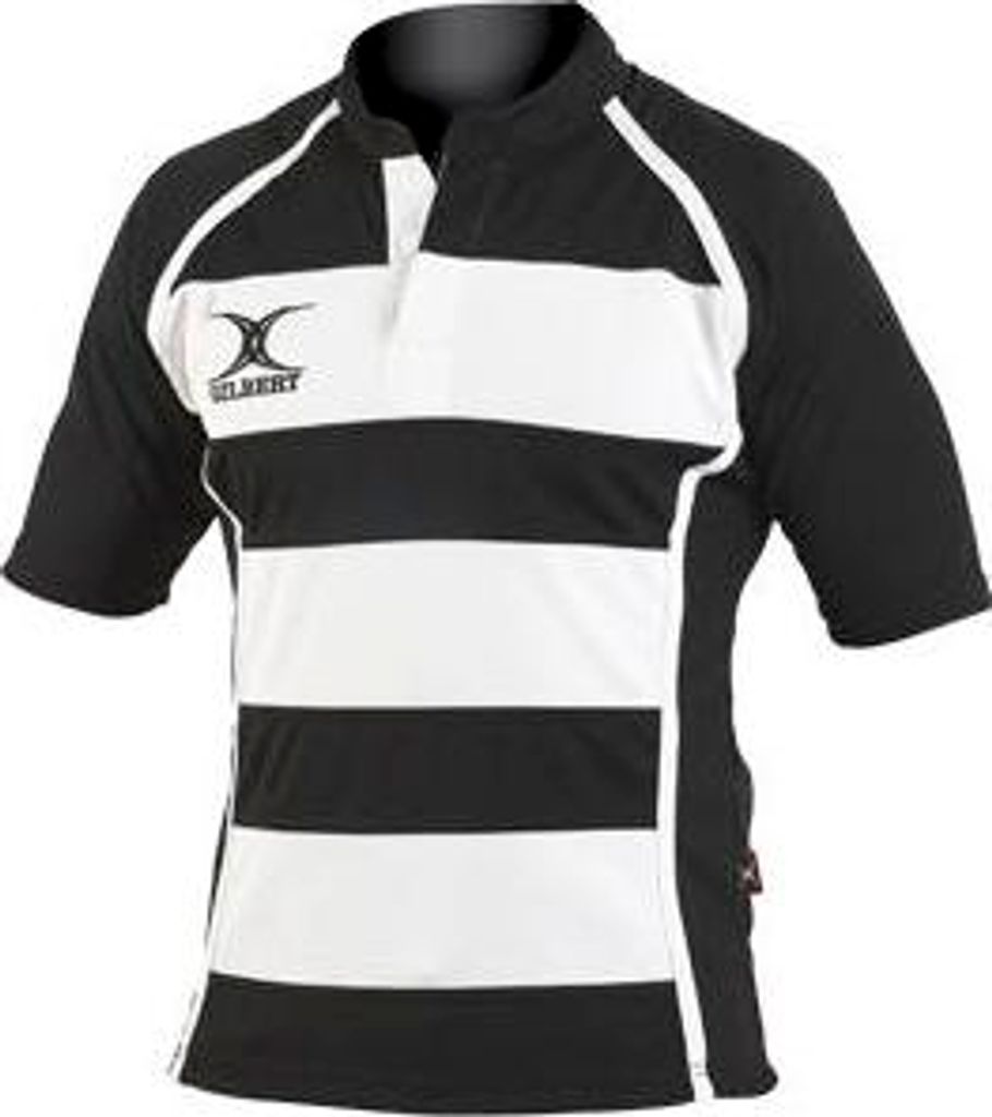 Gilbert Rugbyshirt Xact II schwarz-weiß gestreift 2XS Erwachsene