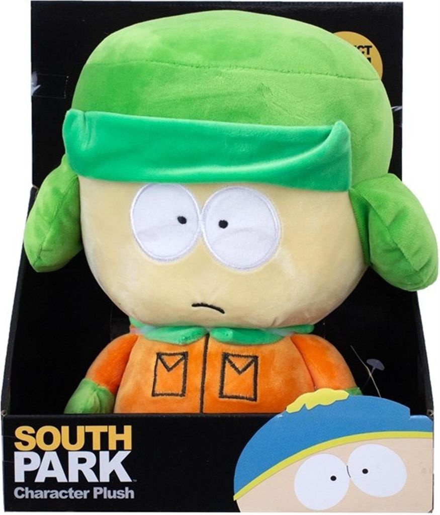A plush toy of the character Kyle Broflovski from South Park, displayed in its retail packaging.
