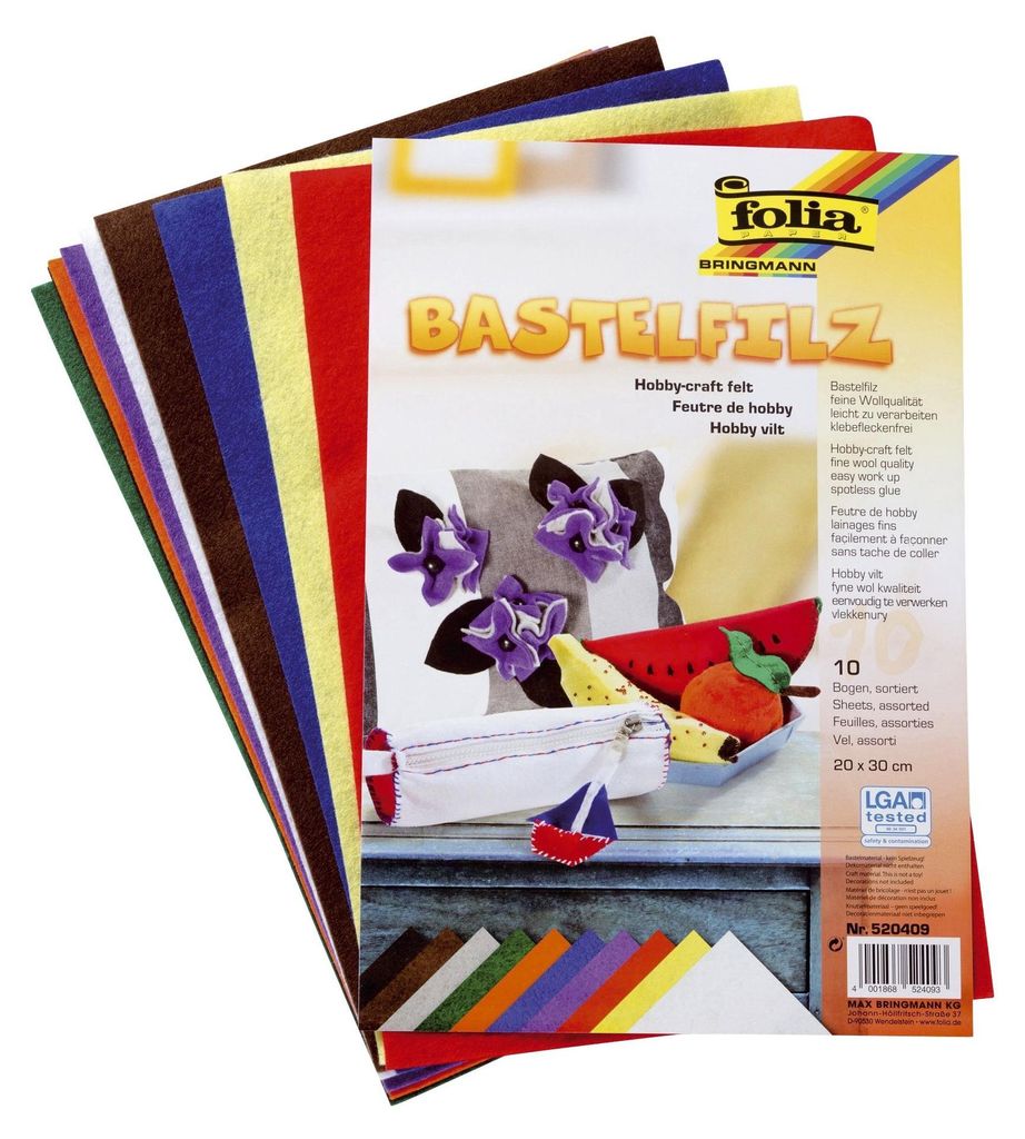 Filc rzemieślniczy Folia 150 g/m², 20 x 30 cm, 10 arkuszy Zdjęcie produktu 