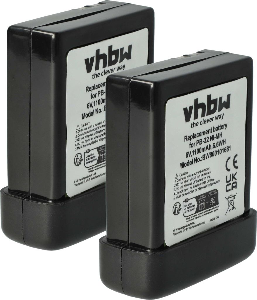 vhbw 2x Akku kompatibel mit Kenwood TK-308, TK-79A, TK79A, TK308 Funkgerät, Walkie Talkie (1100 mAh, 6 V, NiMH)