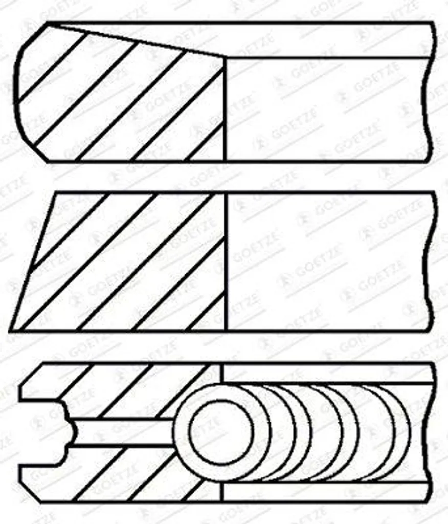 Jeu de segments de piston GOETZE 08-288200-00 pour série 6 F12