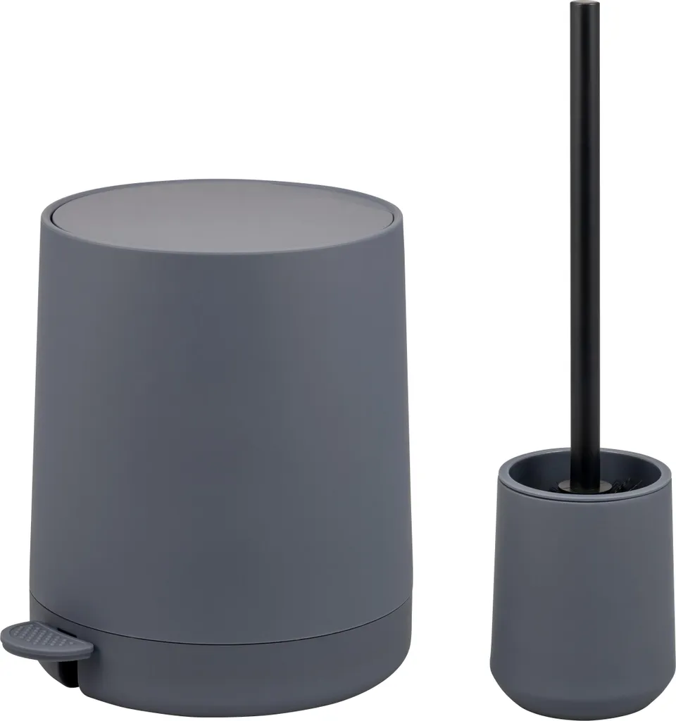 Set Bagno eluno TESERO Grigio: Cestino 4L e Scopino WC Design Moderno