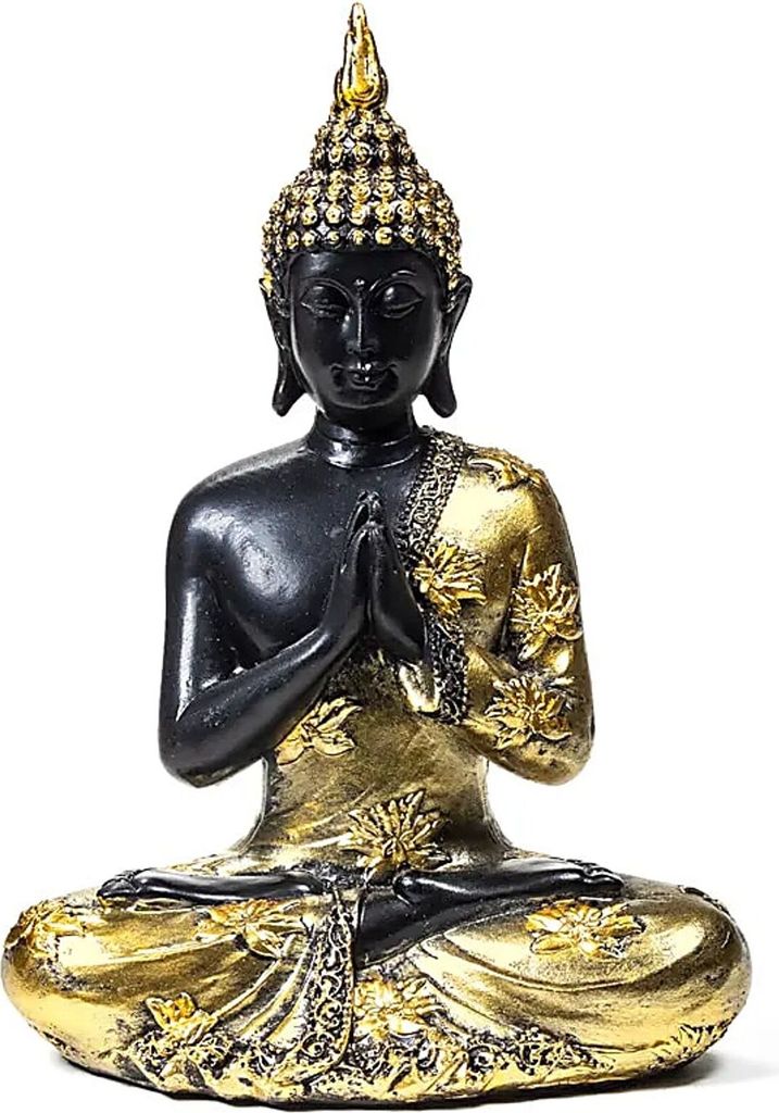 Betender Buddha, Antik-Finish, Thailand – 374 g; 15,5x9x22 cm