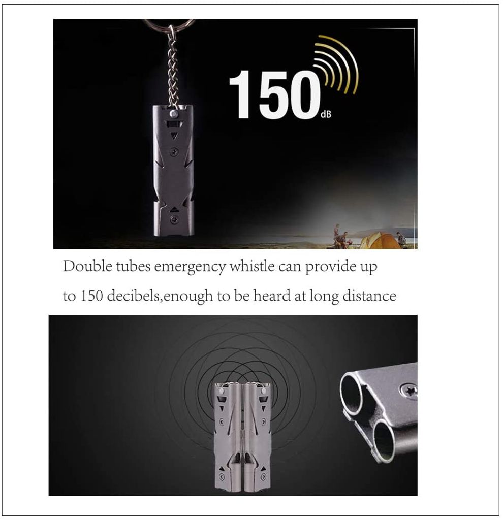 2 Trillerpfeifen Aus Metall Mit Schlüsselanhänger - Laut Bis 120 DB Für Outdoor & Notfälle