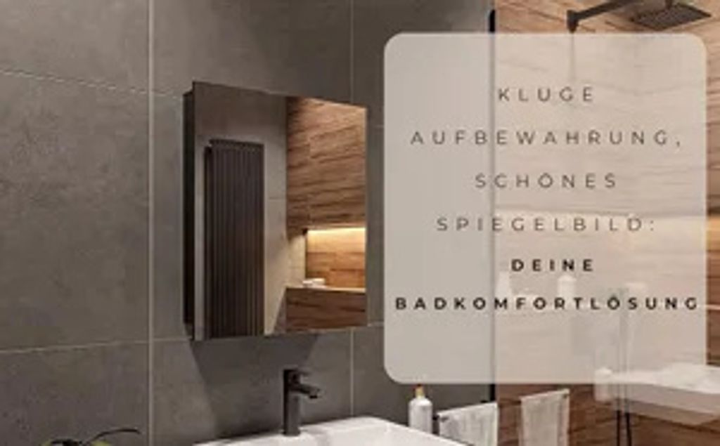 Spiegelschrank Schwarz Matt - 50x60x14 cm - Produktbild 6