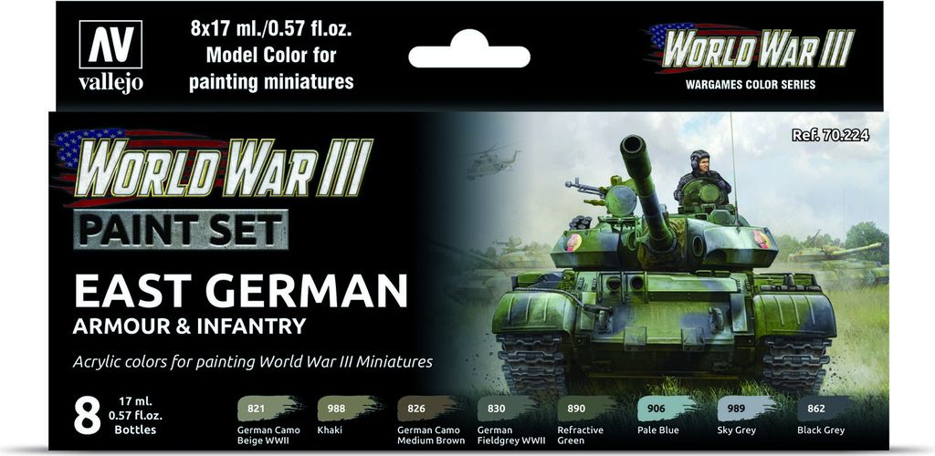 Vallejo 70224 Model Color Set East german Armour & Infantry Airbrush Farben