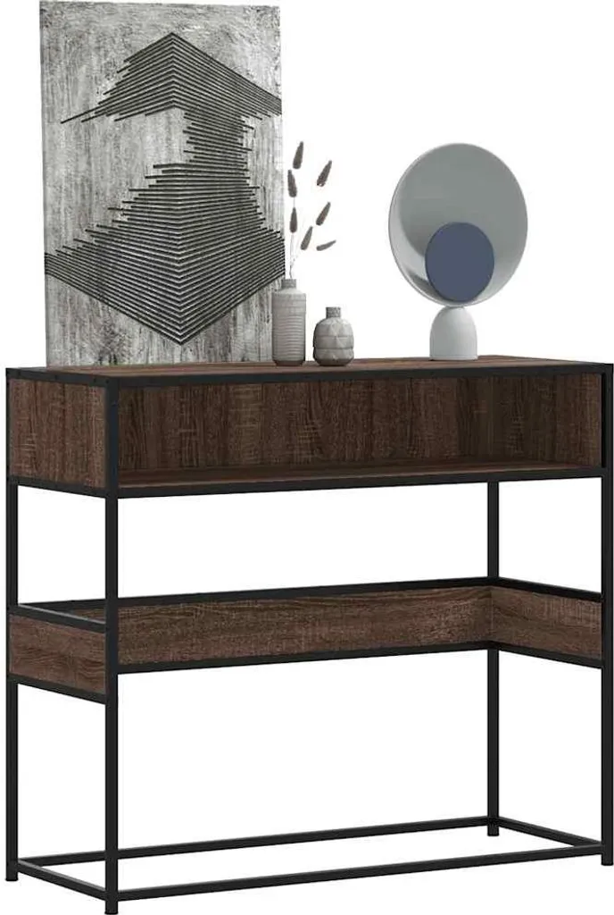 Table console vidaXL chêne marron 90x35x80 cm en bois composite robuste