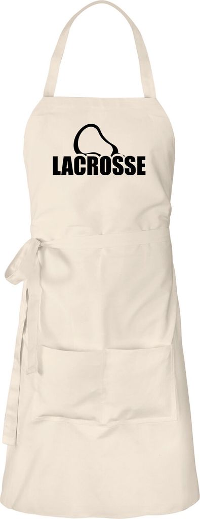 Huuraa Schürze Lacrosse Schriftzug Natur mit Taschen Baumwolle Kochschürze Geschenkidee