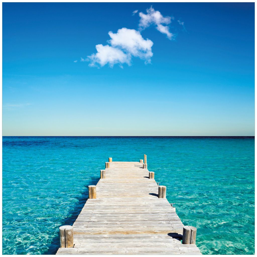 Wallario Magnet für Kühlschrank / Geschirrspüler, magnetisch haftende Folie - 60 x 60 cm, Motiv: Steg am tropischen Meer