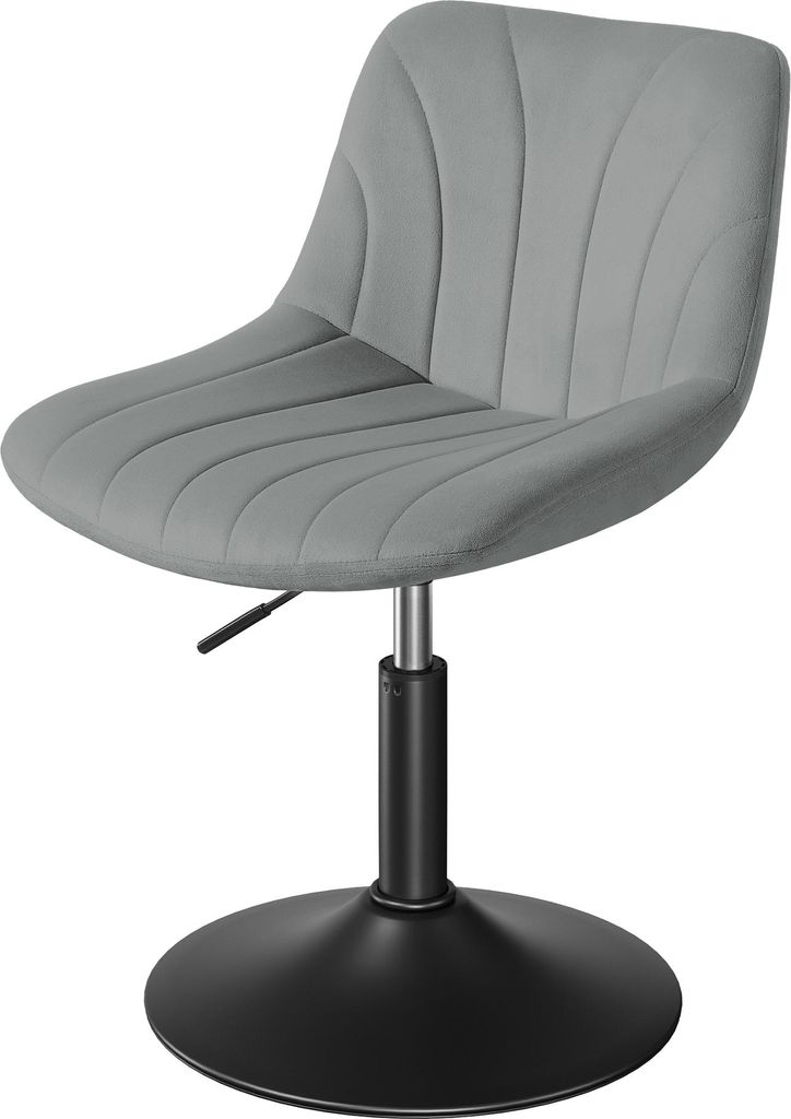 VASAGLE Schminkstuhl, Stizhocker, 65,5-77,5 cm höhenverstellbar, Barhocker, drehbar, Samt-Bezug, grau