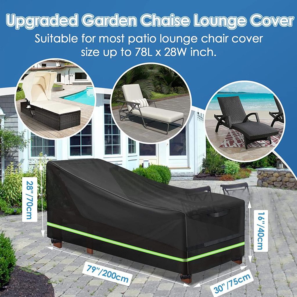 Stück Gartenliegestuhl-Abdeckungen, Winddicht, UV-beständig, 420D Oxford-Gewebe mit Belüftungsgittern und Reflektorstreifen für Gartenliegestü...