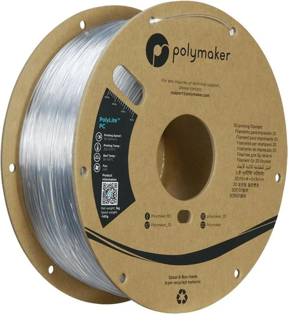Polymaker PolyLite PC Transparent - Filament Haute Résistance 1.75mm