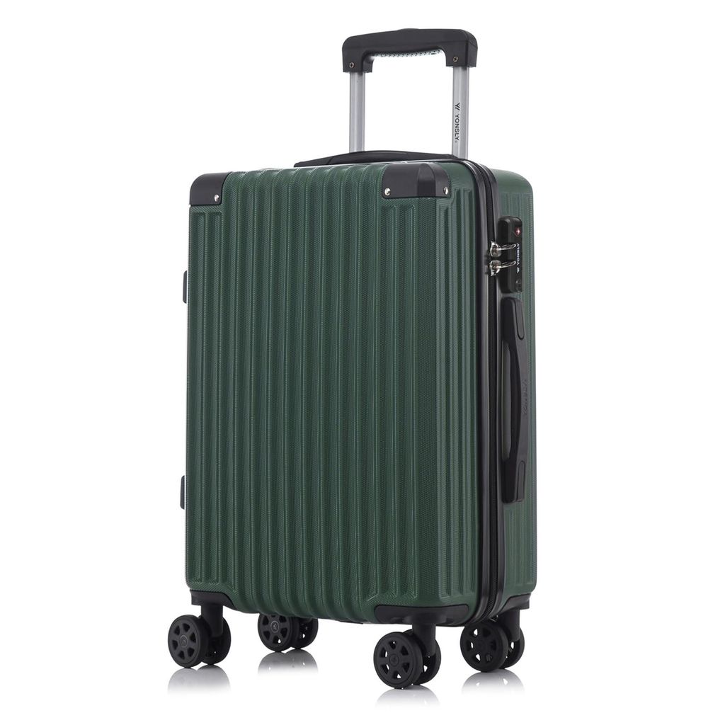 yonsly Premium Reisekoffer TSA-Schloss,YKK-Reißverschluss Hartschalen-Koffer Trolley Kabinenkoffer Rollkoffer Suitcase Handgepäck (Dunkelgrün,M)
