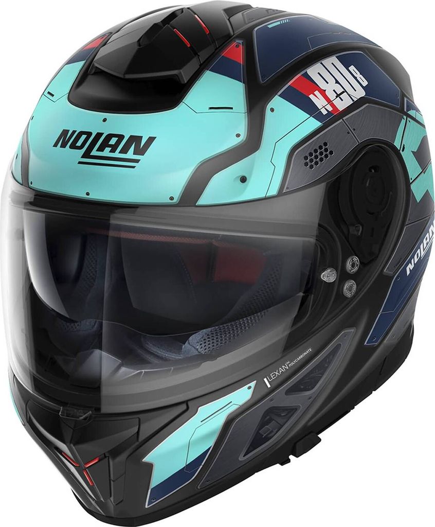 Nolan N80-8 Starscream N-Com Helm, schwarz/blau, M (58/59)