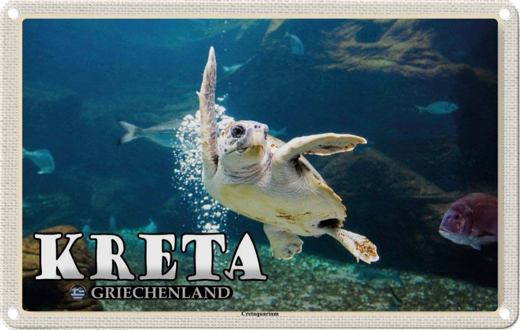 vianmo Blechschild 20x30 cm Kreta Griechenland Cretaaquarium Bildmotiv Reisemotiv Abenteuer Reisen Urlaub