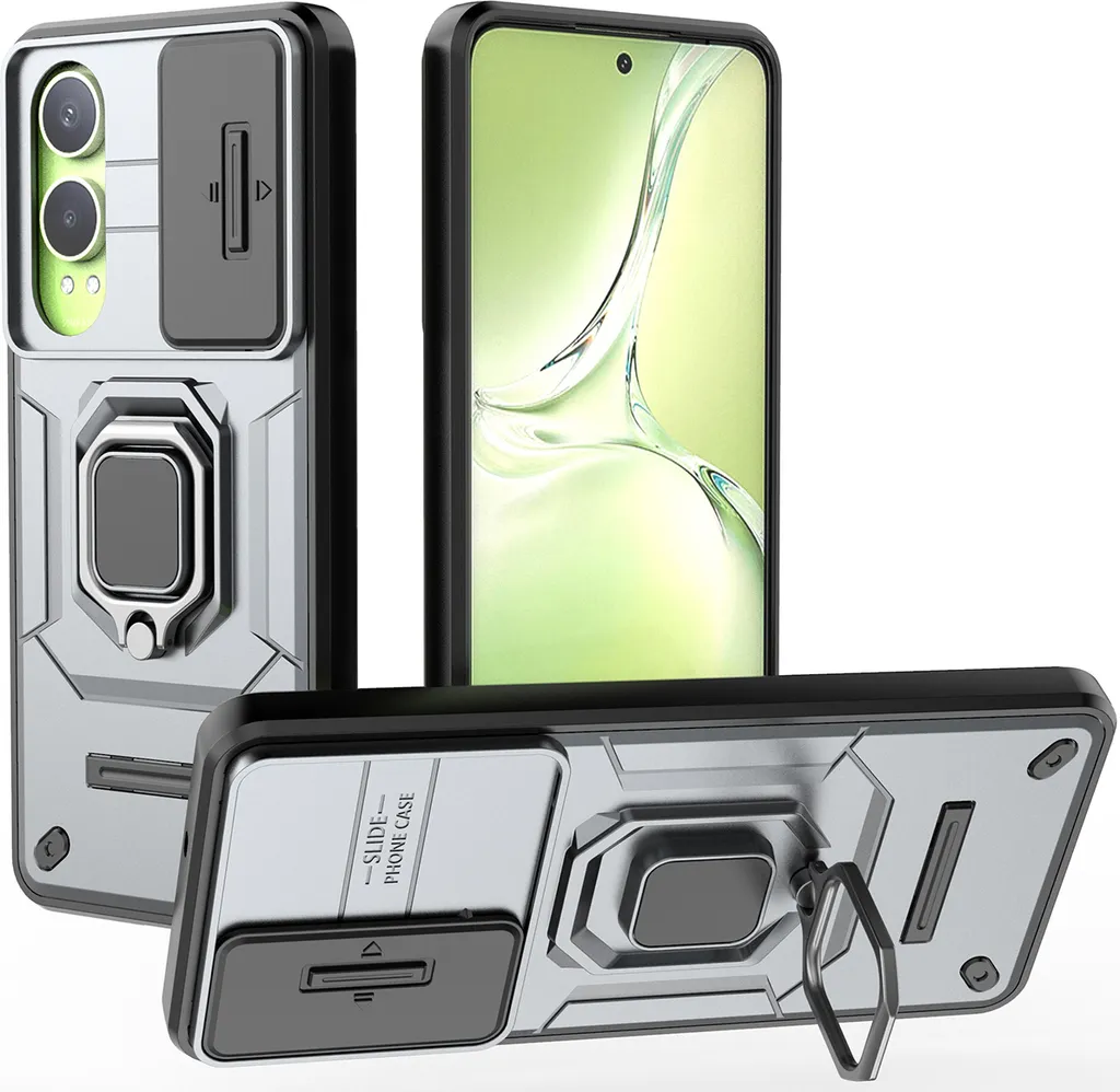 Cover Oppo K12X Grigio: Protezione Privacy e Ring Stand Integrato