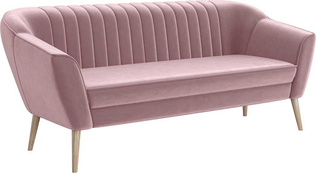 MEBLINI Mini Sofa 3-Sitzer für Wohnzimmer - Mini Lounge für drei Personen - Küchensofa - Sofa Klein - KAIA - 3 - Rosa Samt